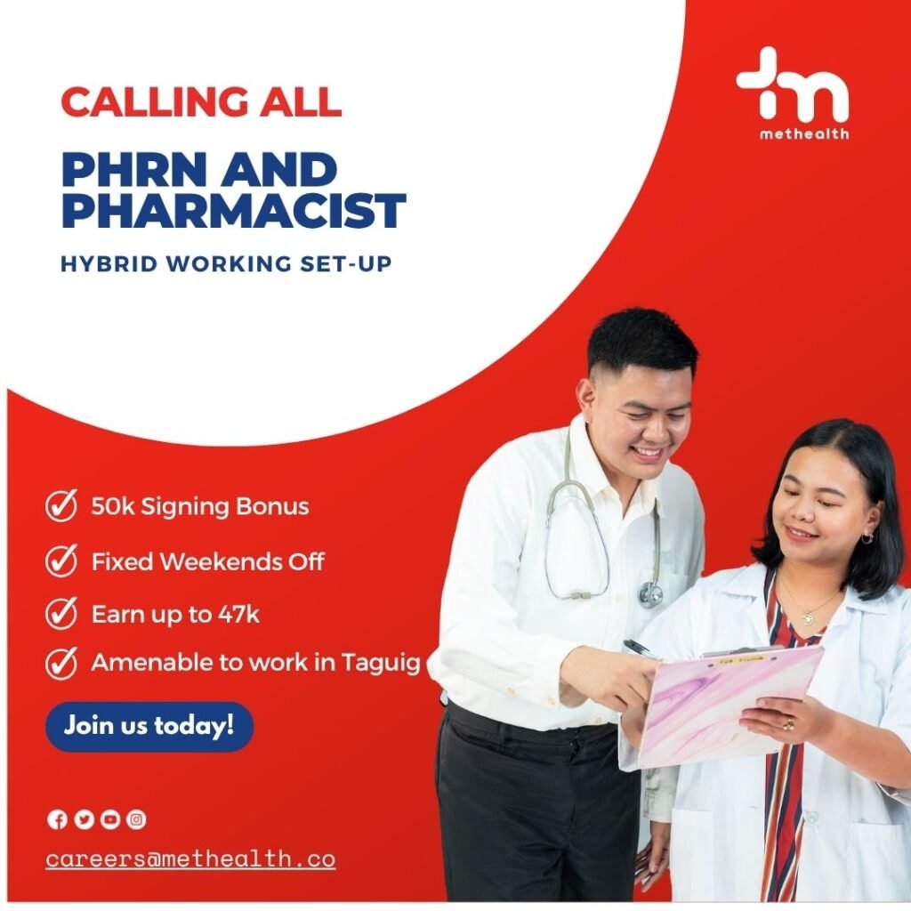 "PHRN Pharmacovigilance Jobs McKinley Taguig - Healthcare professionals reviewing patient safety data with 50k signing bonus and hybrid work setup"